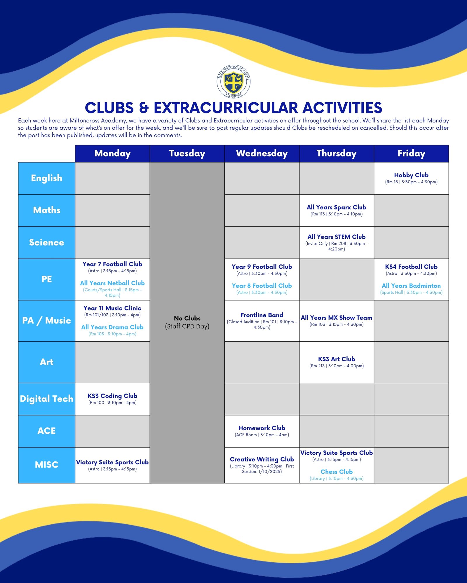 2025 2026 Clubs & Extracurricular Activities
